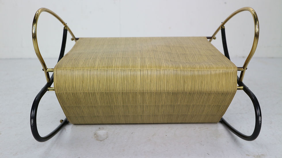 Thumbnail: Brass and Bamboo Magazine Rack Mid-Century Modern, 1950s, Austria