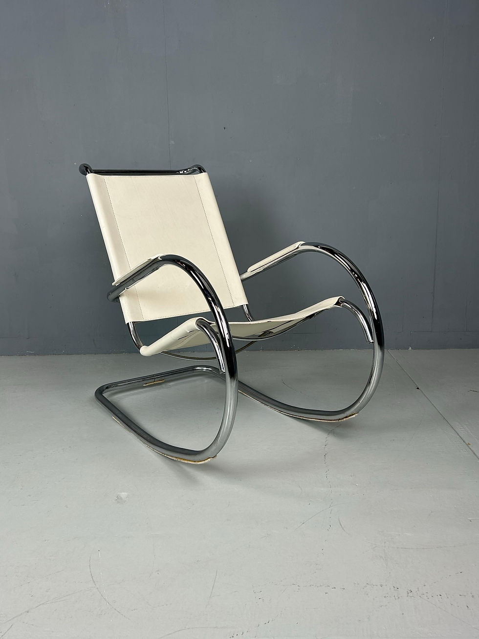 Thumbnail: Mid-Century Bauhaus Rocking Chair in Leather by Fasem, 1980s