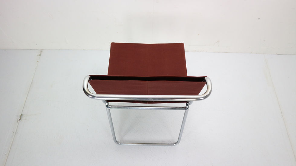 Thumbnail: W.H. Gispen for Gispen, Diagonal Industrial Chair 102, Red Canvas, 1930s