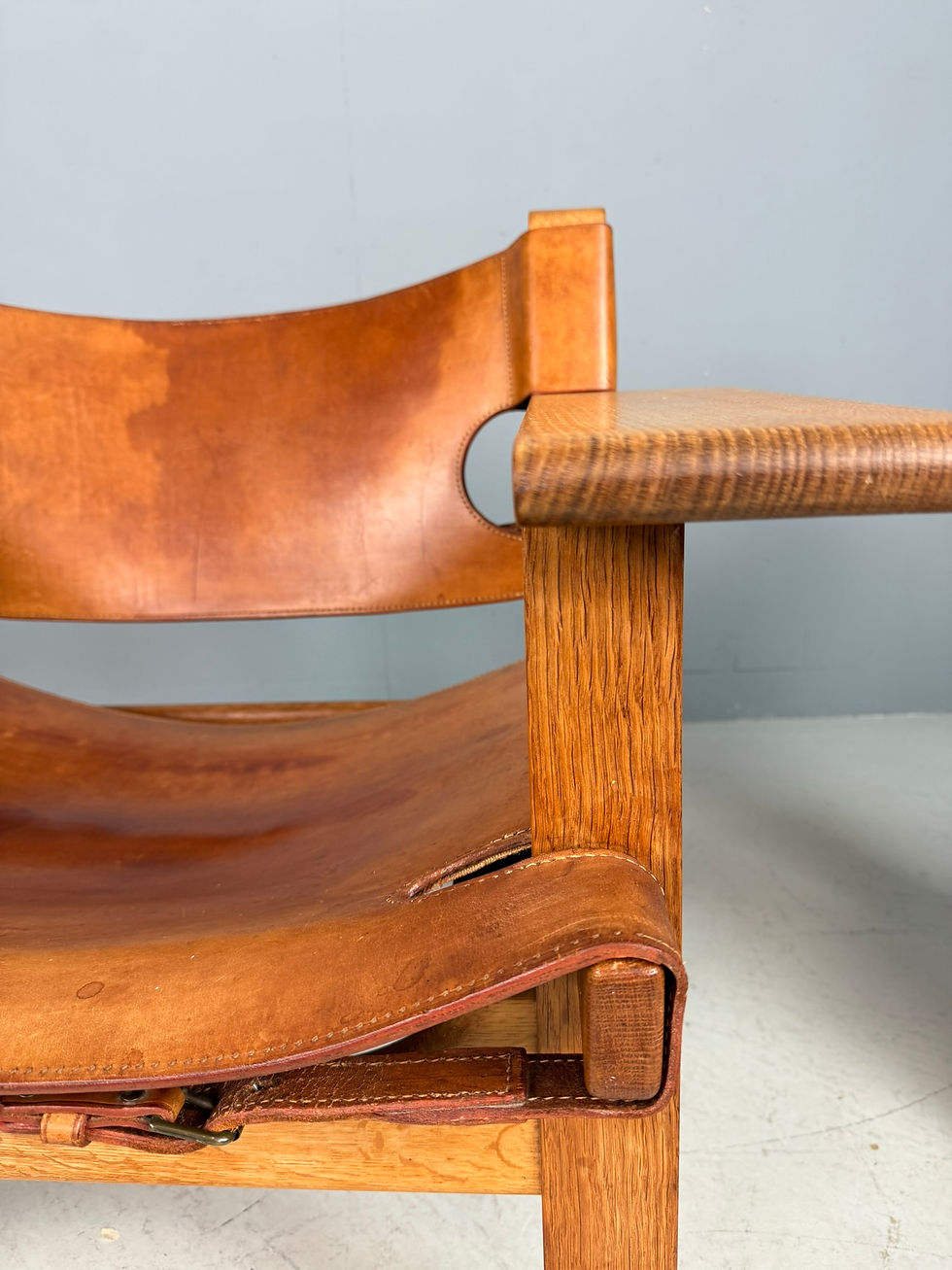 Thumbnail: 2x Børge Mogensen cognac-Leather and Oak, Spanish Chair for Fredericia, 1960