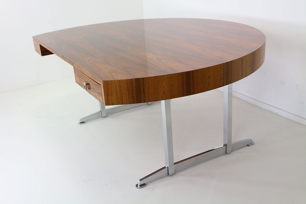 Thumbnail: Half Round Mid-Century President Desk in Rosewood and Chrome Base
