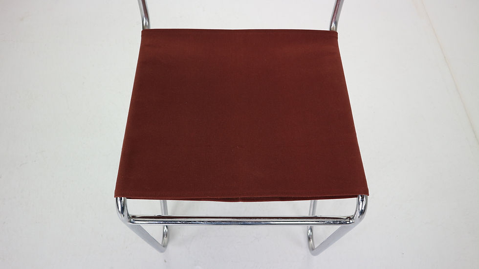 Thumbnail: W.H. Gispen for Gispen, Diagonal Industrial Chair 102, Red Canvas, 1930s