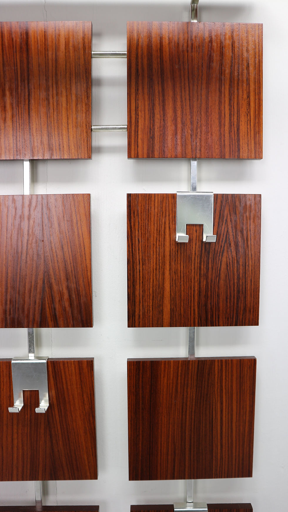 Thumbnail: Vintage Modern Design Rosewood and Chrome Wall Mounted Coat, Hat Rack, 1960s