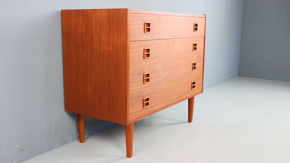 Thumbnail: Danish Teak Low Chest with Four Drawers, 1960s