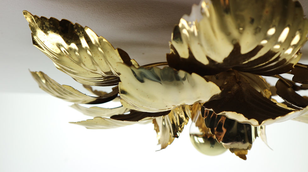 Thumbnail: Brass Leaves Flush mount Willy Daro, 1970s, Belgium