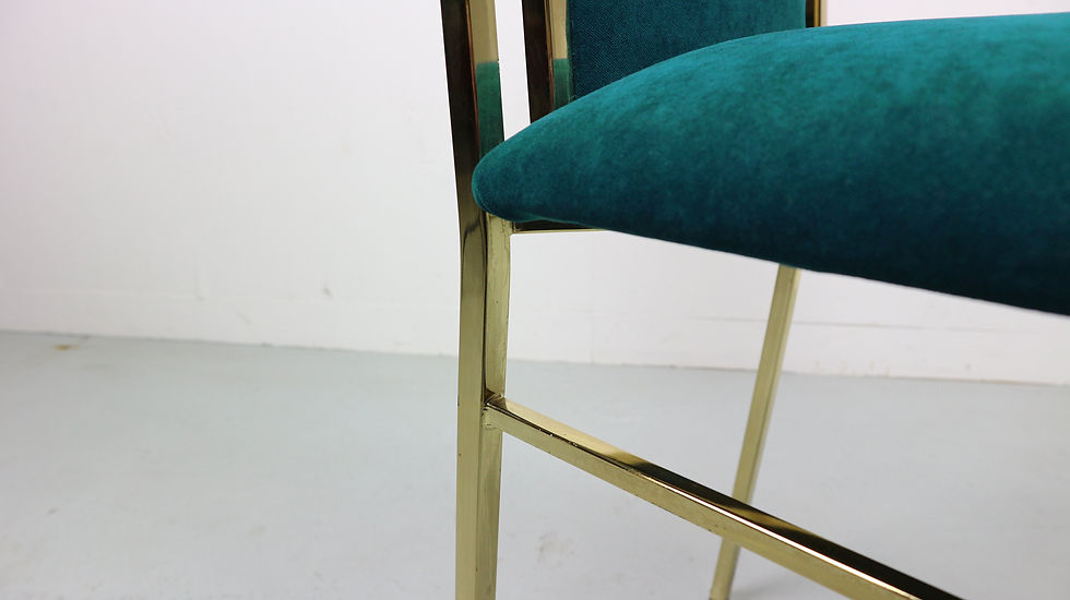 Thumbnail: Brass and Velvet Dinning Chairs, Italy, 1970s