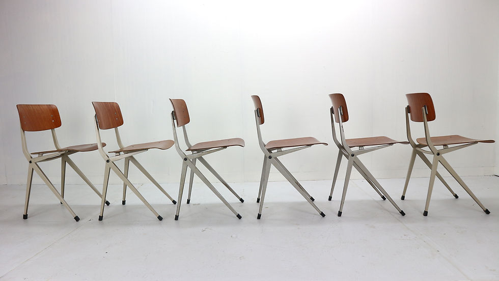 Thumbnail: Ynske Kooistra for Marko S201 Set of 6 Industrial Chairs, 1950s Holland