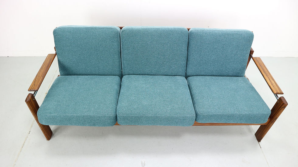 Thumbnail: Vintage Rosewood Newly Upholstered Three-Seat Sofa, 1960s