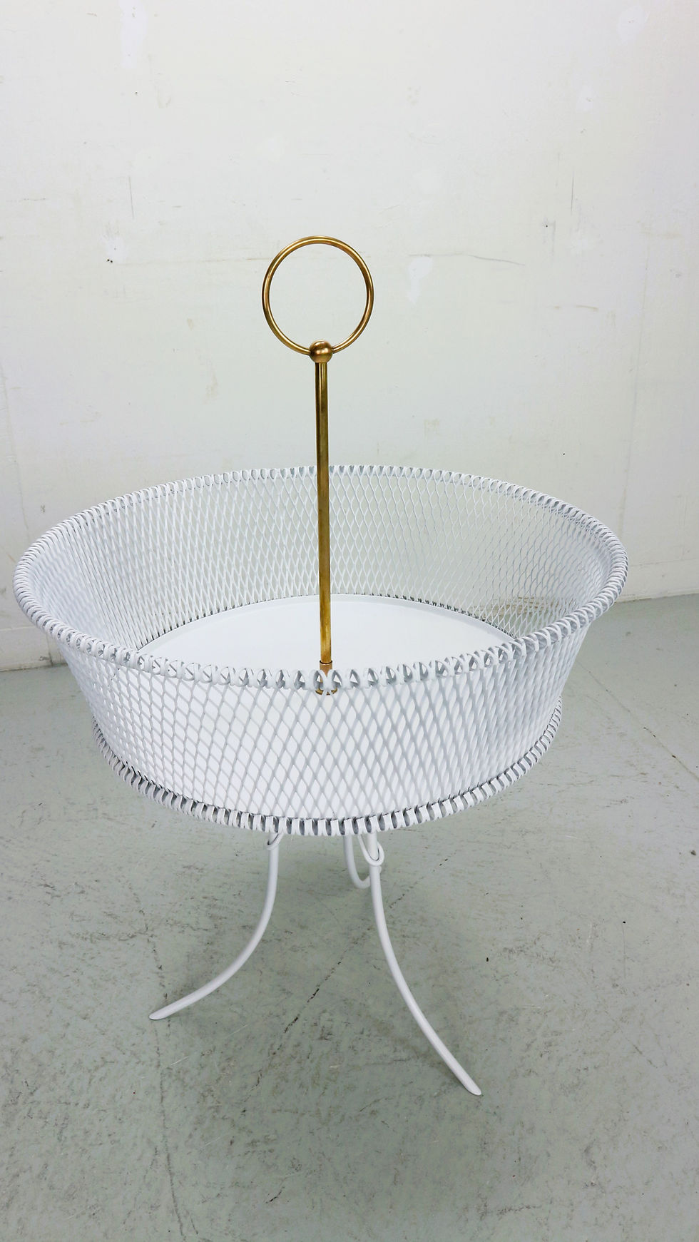 Thumbnail: Vintage white metal and brass planter or basked, France 1960s