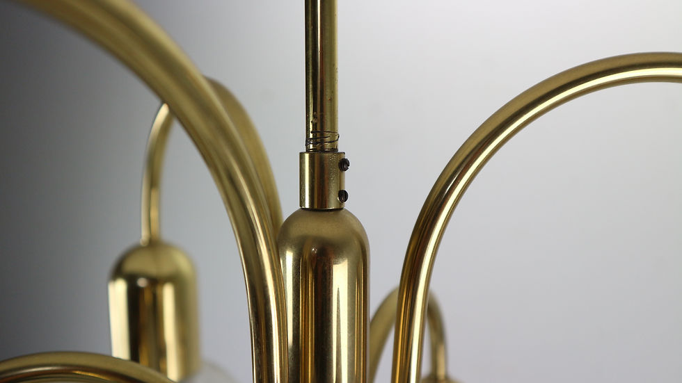 Thumbnail: Doria Crackle Glass Globes Brass Chandelier, 1970s
