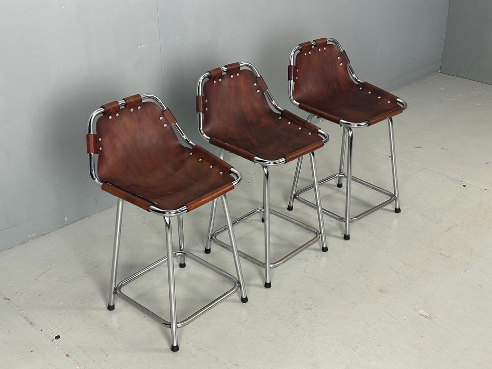 Thumbnail: 3x Leather Bar Stool for Les Arc Ski Resort, Selected by Charlotte Perriand