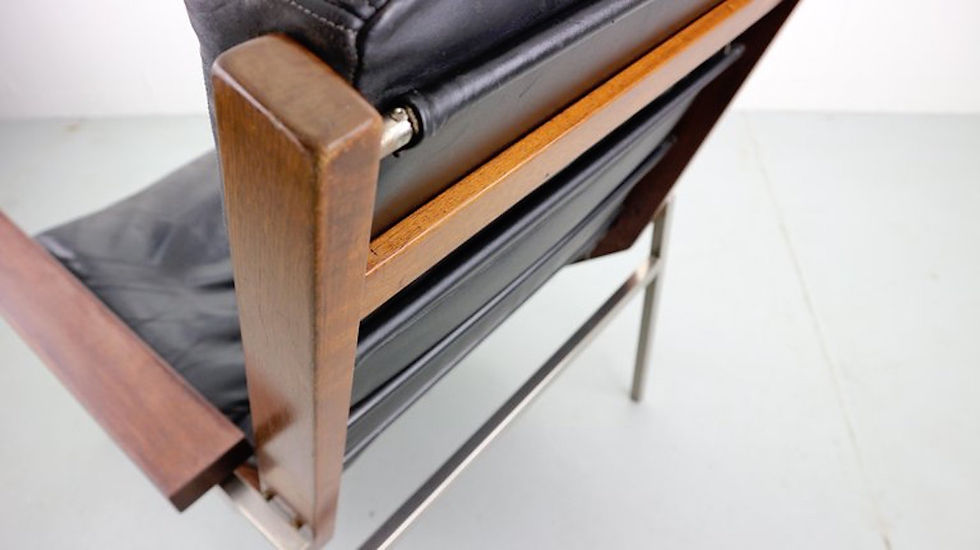 Thumbnail: Lotus Armchair in Black leather by Rob Parry for De Ster Gelderland, 1960s