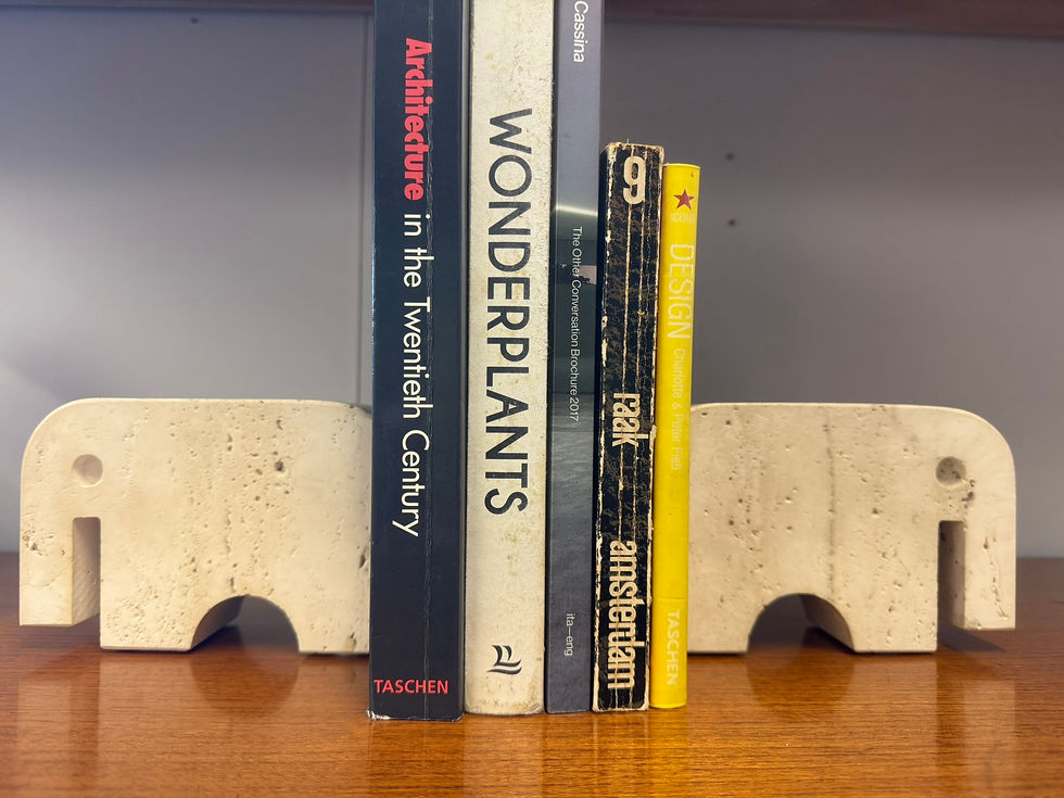 Thumbnail: 2x Elephant Sculpture Travertine Bookends by Enzo Mari, Italy, 1970s