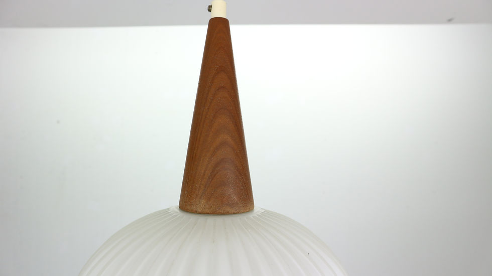 Thumbnail: Milk Glass & Teak Wood Pendant Lamp, Louis Kalff for Philips, 1960s Netherlands