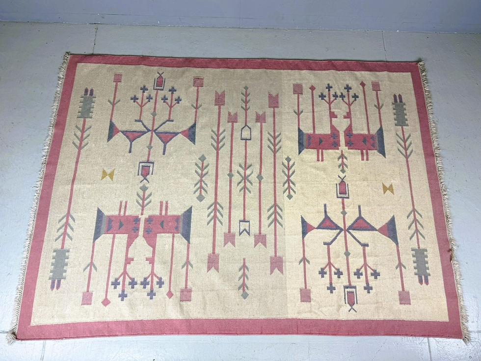 Thumbnail: Vintage Kilim Rug, Wool and Cotton, Folk Art Style, Poland, 1970s