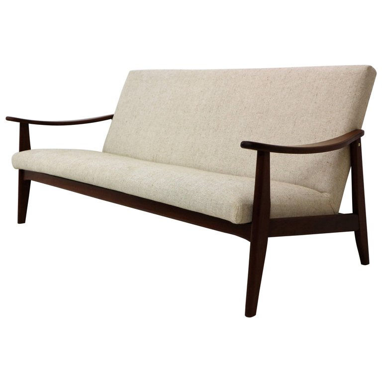 Midcentury Teak Sofa with New Upholstery by Louis van Teeffelen