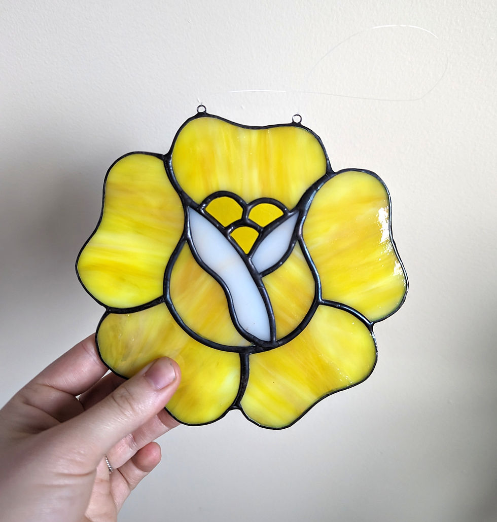 Thumbnail: Stained Glass Traditional Tattoo Rose Suncatcher 