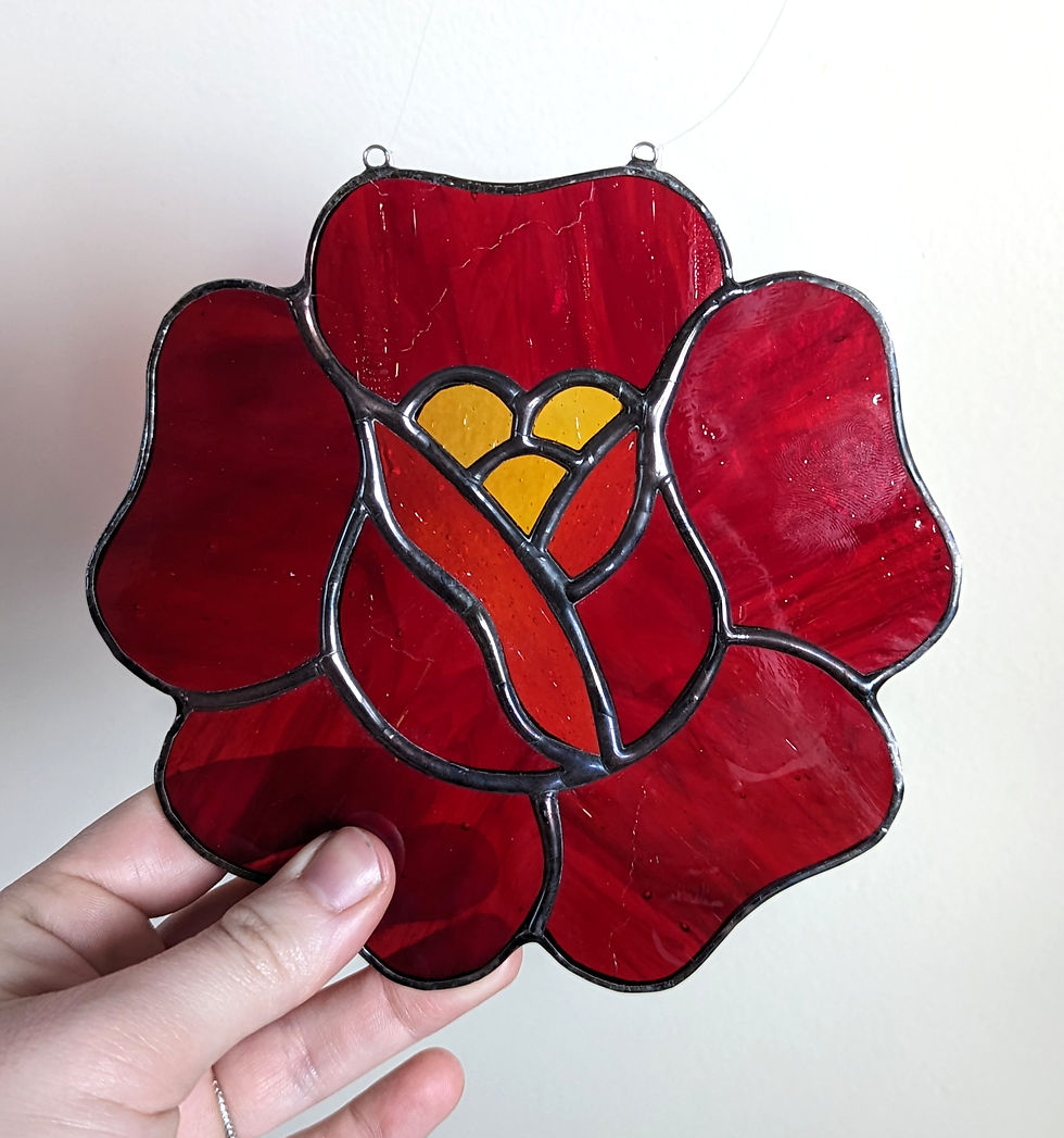 Thumbnail: Stained Glass Traditional Tattoo Rose Suncatcher 