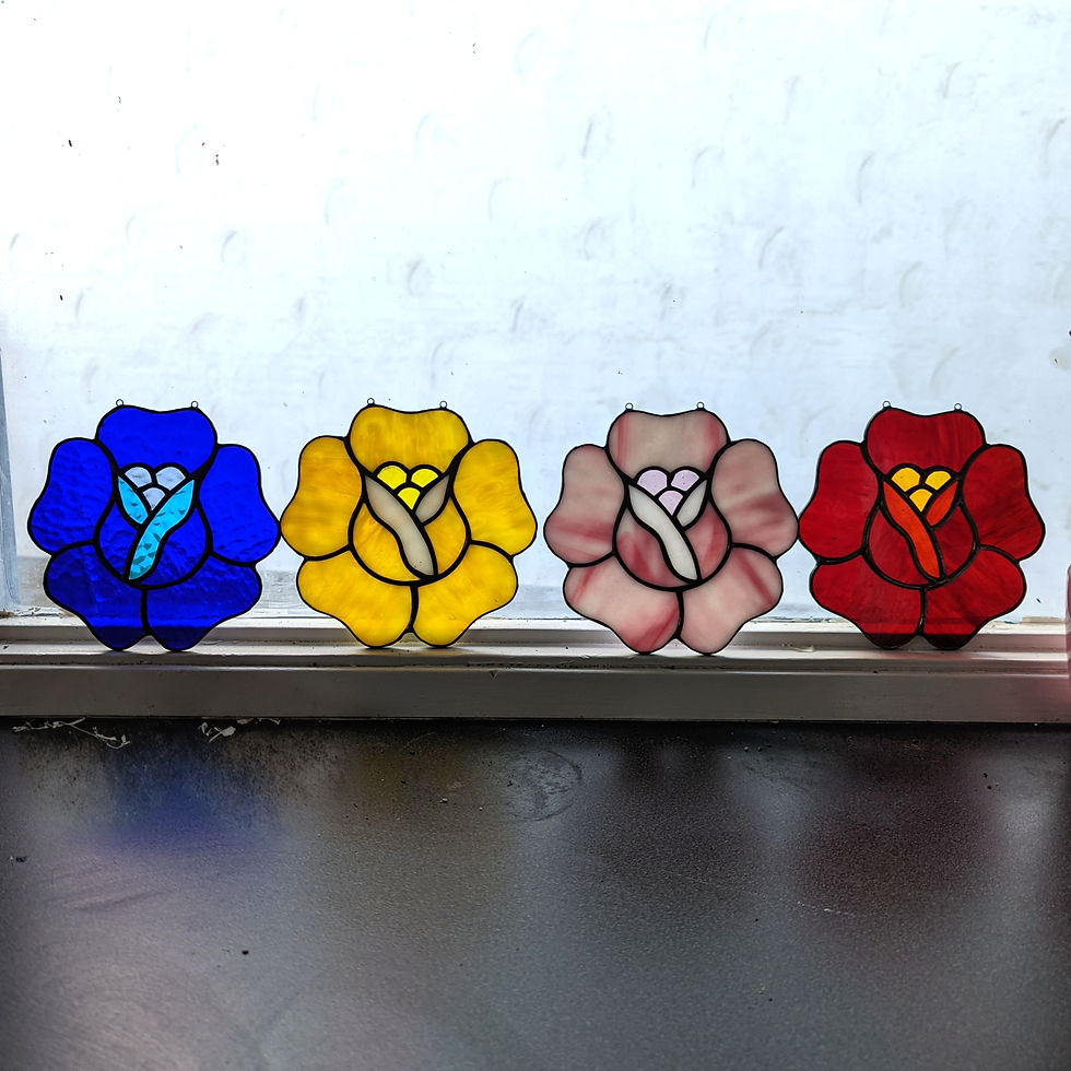 Thumbnail: Stained Glass Traditional Tattoo Rose Suncatcher 