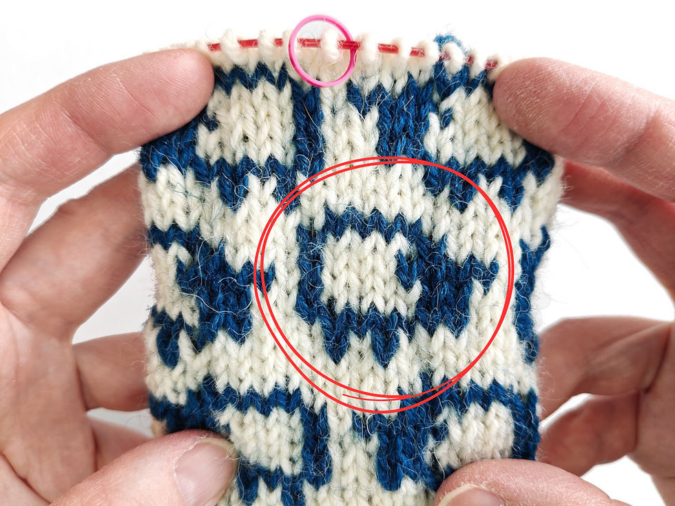 The shifting chart method eliminates colorwork jogs entirely but moves the motif in relation to the rest.