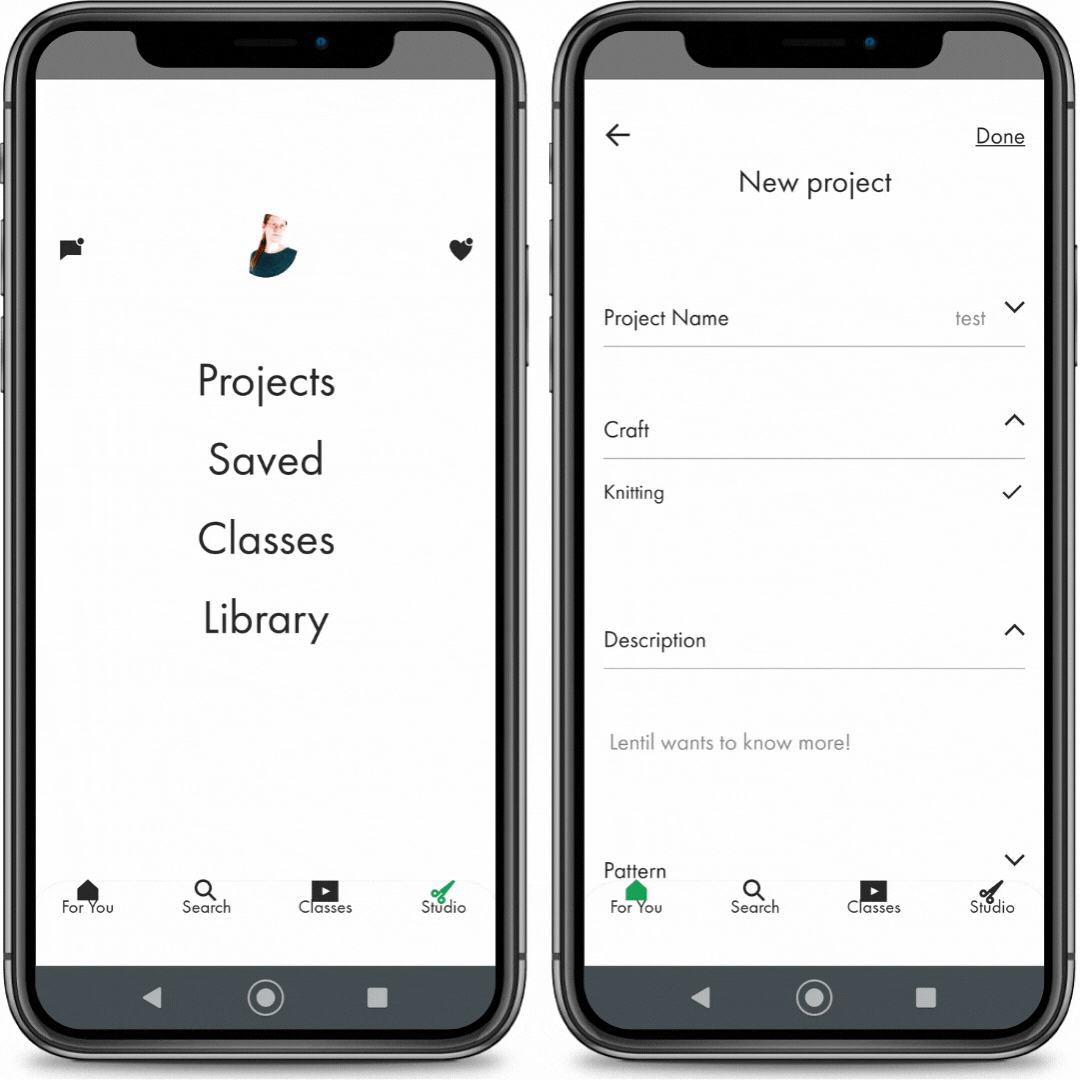 Screenshots of The Making App on mobile