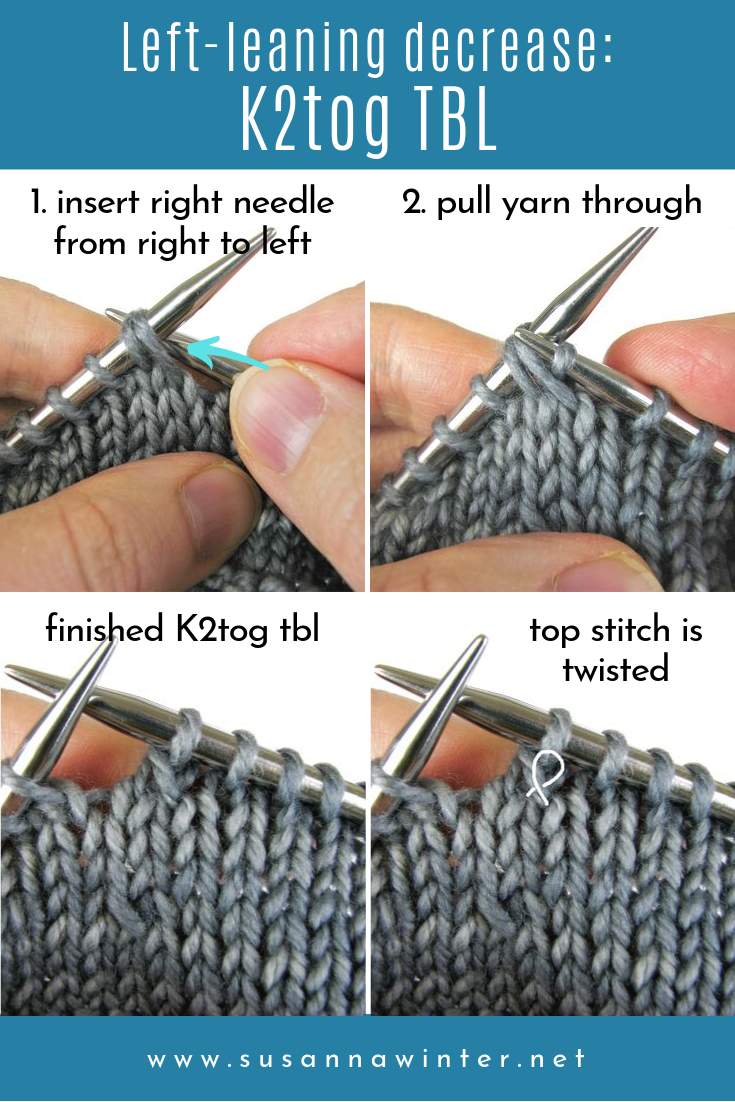 Knit Two Together Through the Back Loops (K2tog tbl)