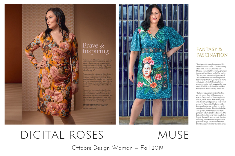 Digital Roses and Muse dresses from the Ottobre Design Woman Fall 2019 issue
