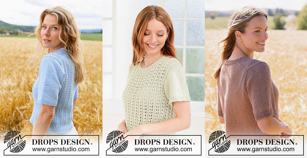 Spring & Summer 2026 knitting trend #2: European shoulder construction used with set-in sleeves.