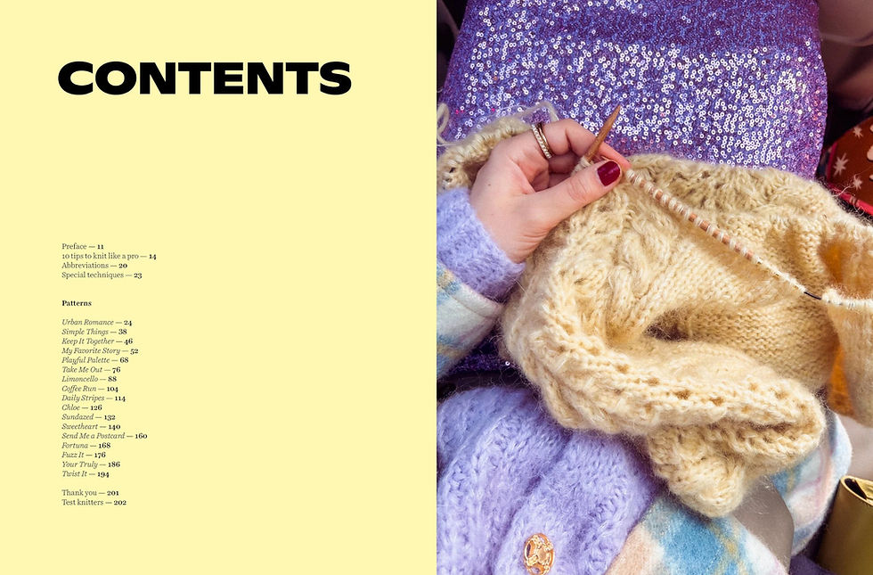 Table of contents for Veronika Lindberg's Knits to Wear.