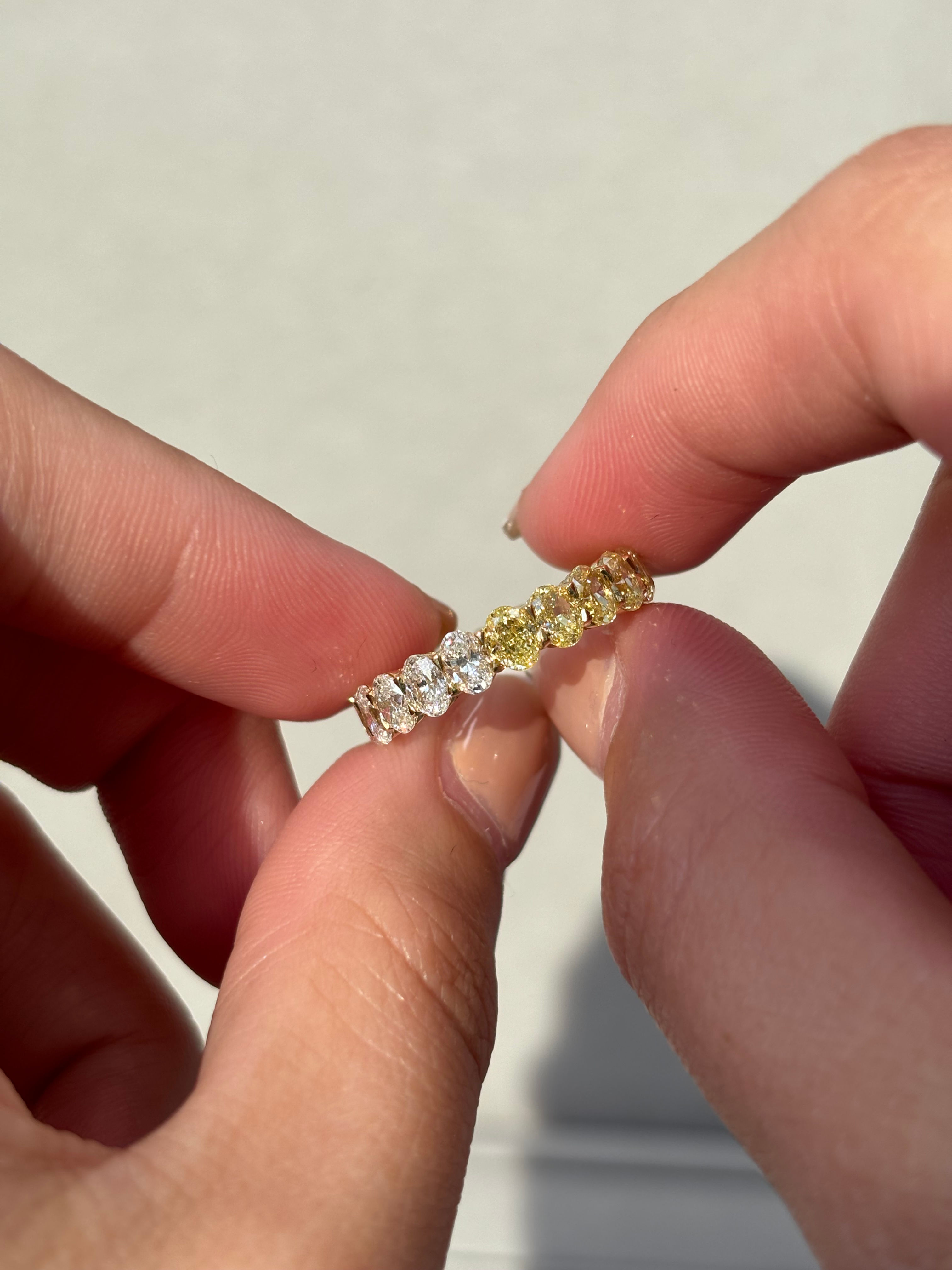 Yellow and White Oval Eternity Band