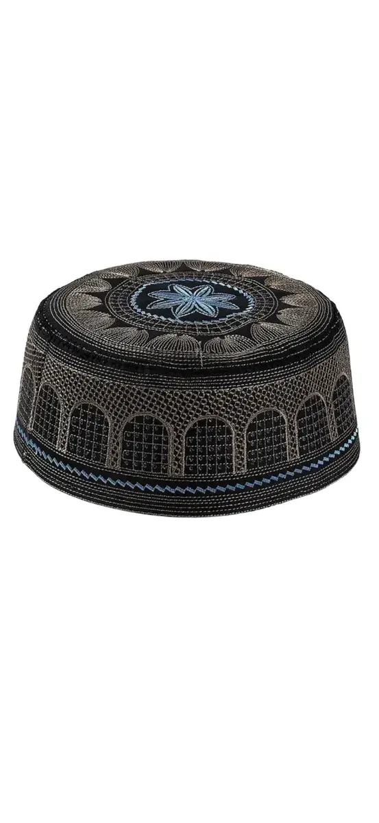Front view of black kufi