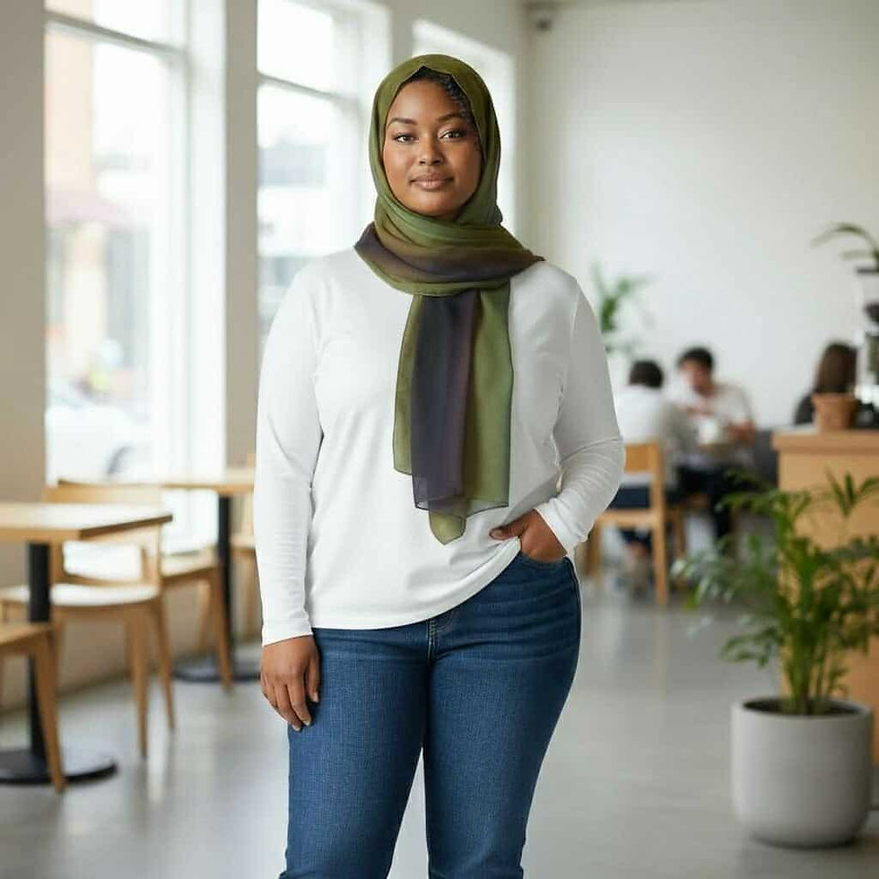 Woman in green hijab