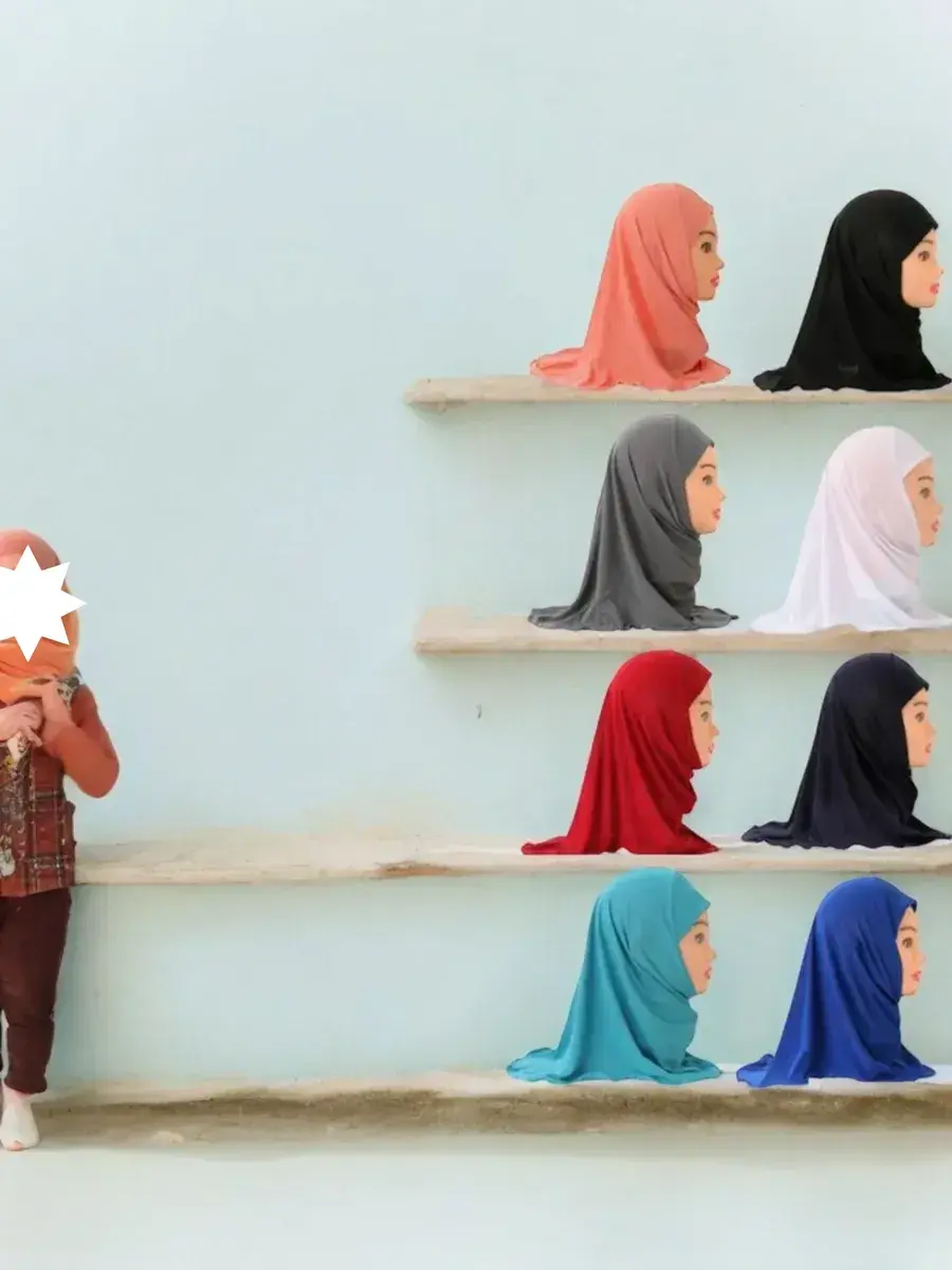 Side view of multiple hijabs