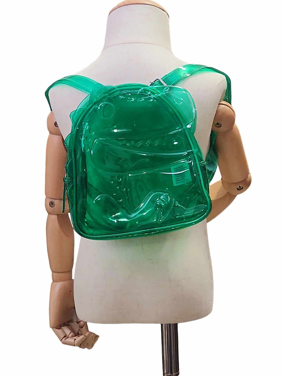 Close front view of dino bag