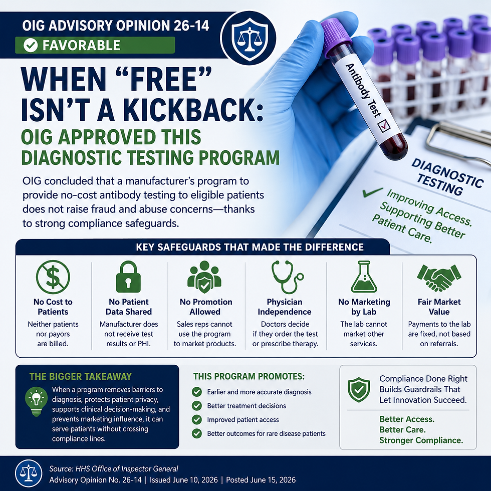 🧬 When "Free" Isn't a Kickback: Why OIG Approved This Diagnostic Testing Program