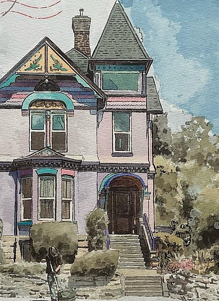 Watercolor illustration of a Bellingham house