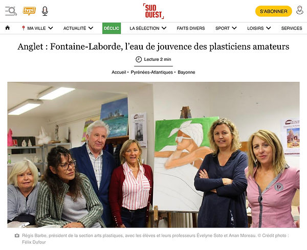 Les ateliers et expositions de l'Association Arts Plastiques Fontaine Laborde à Anglet font sensation dans la presse !