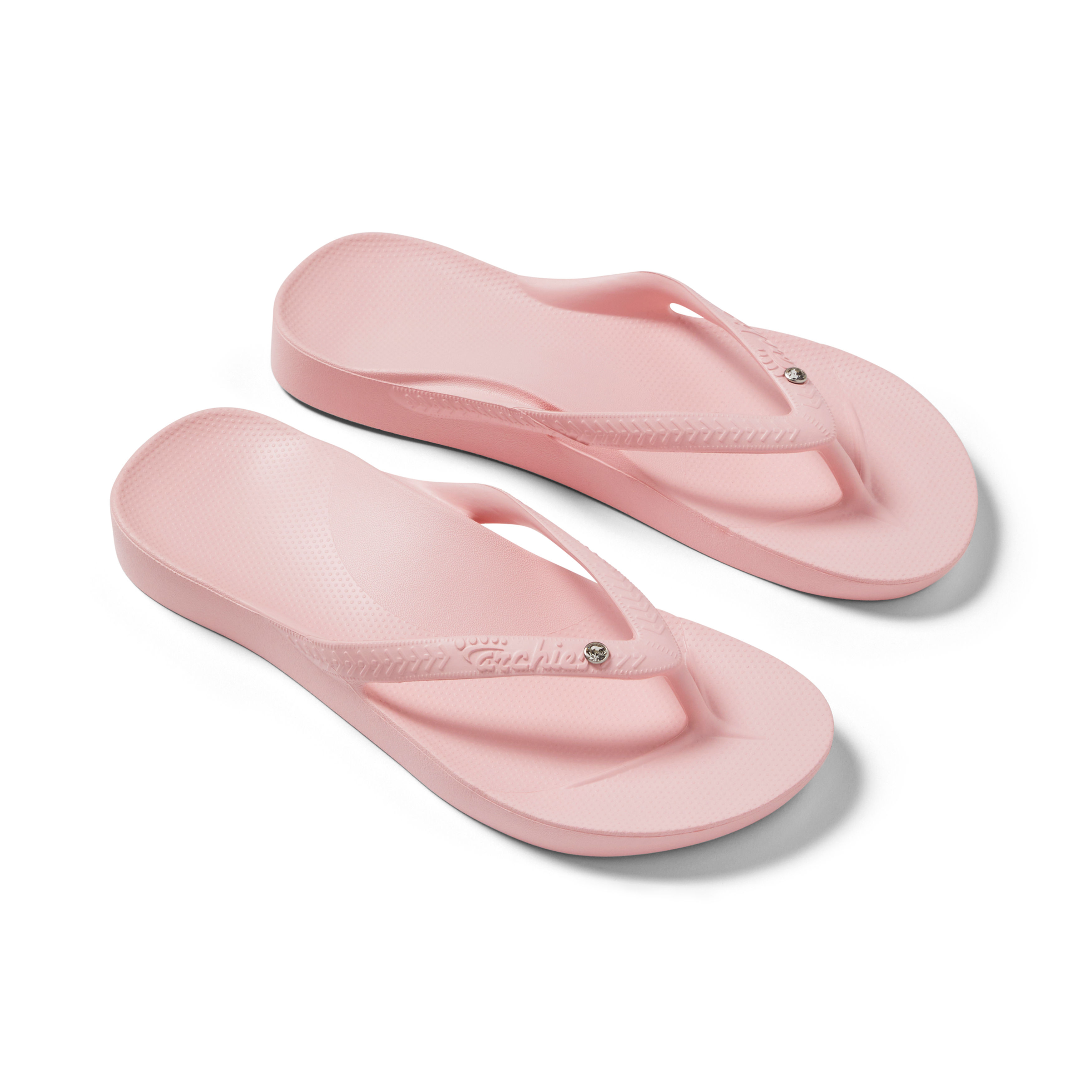 Archies Arch Support Flip Flops in chilli red with built-in orthotic arch support and textured footbed for improved comfort a