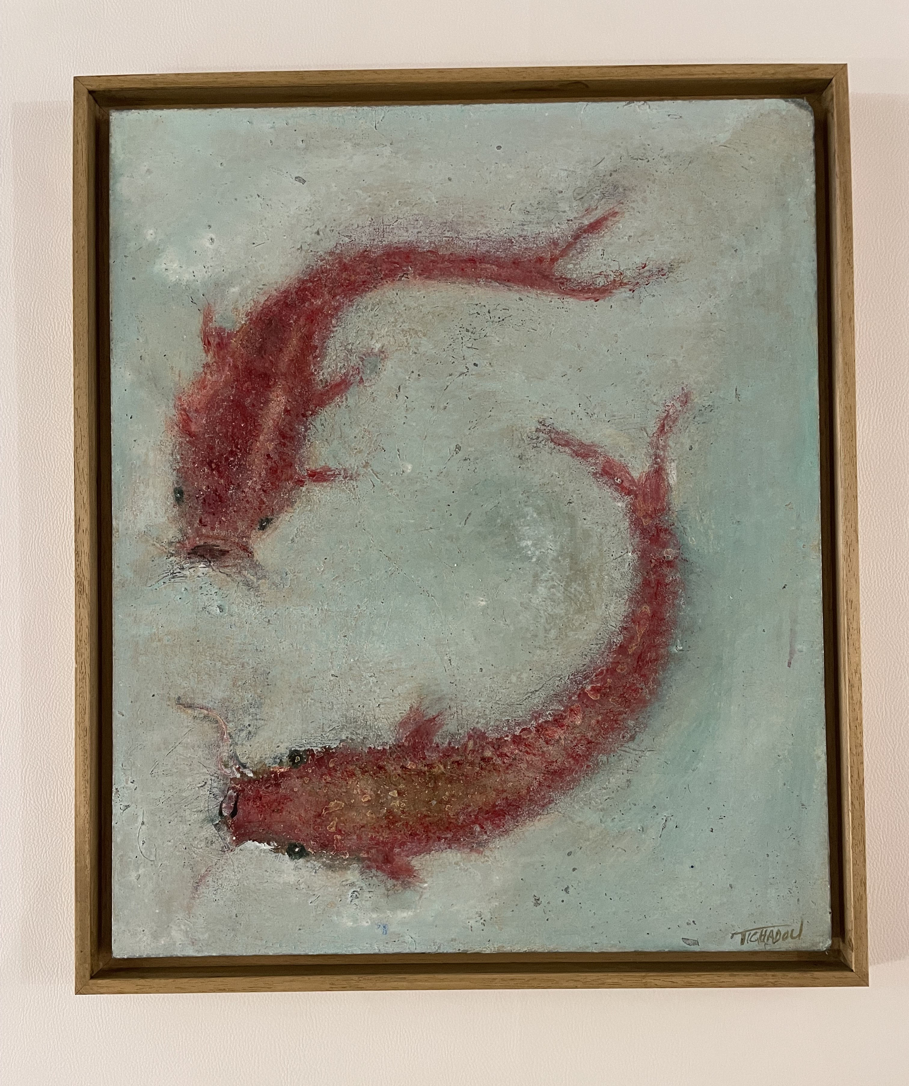 Corinne Tichadou - Les carpes - Carton toilé - 50 x 59 cm