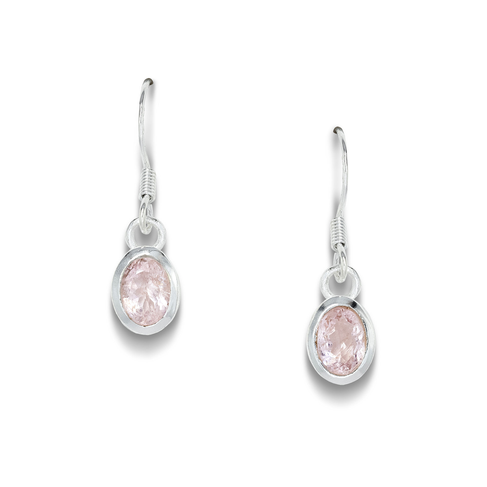 Oval Cut Pale Pink Morganite Drop Earrings