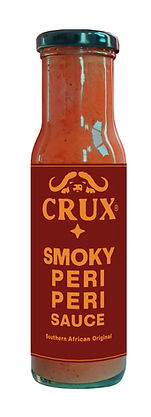 CRUX Smoky Peri Peri Sauce, a gentle heat with smoky notes to enhance bbq beef, lamb, chicken and sausages