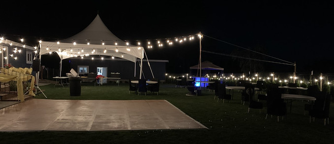 Dancefloor string lights 20x20 tent