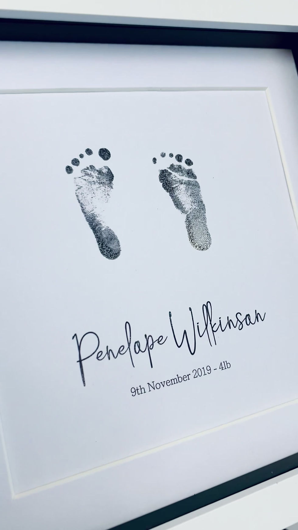 Thumbnail: Personalised Newborn Baby Feet Foil Print Keepsake