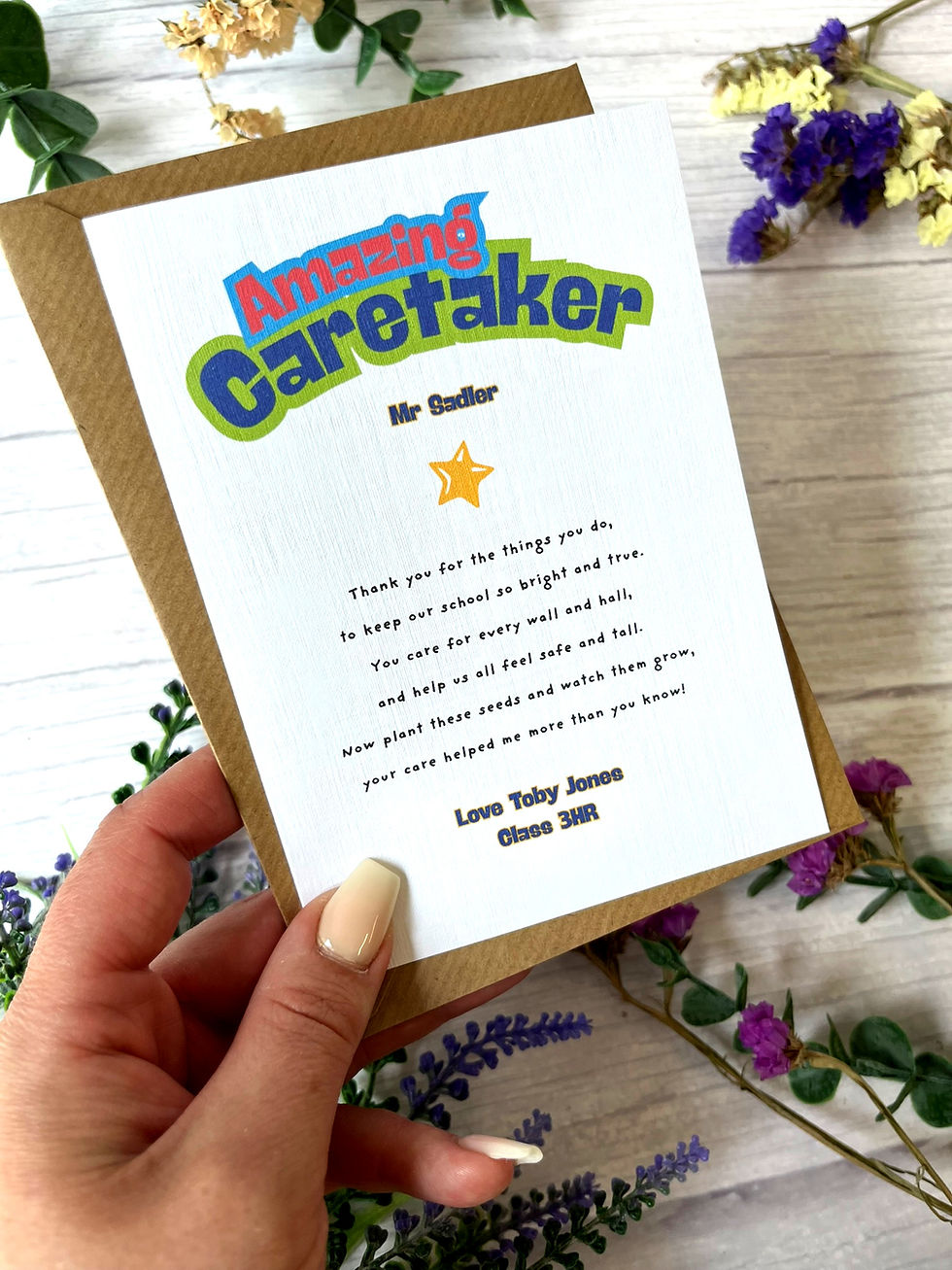 Thumbnail: Personalised Fun Caretaker Thank You Card