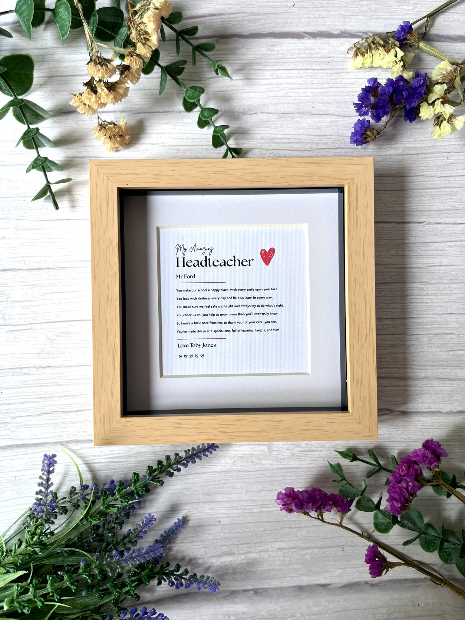 Personalised Headteacher Gift Frame | Thank You Poem | End of School Term