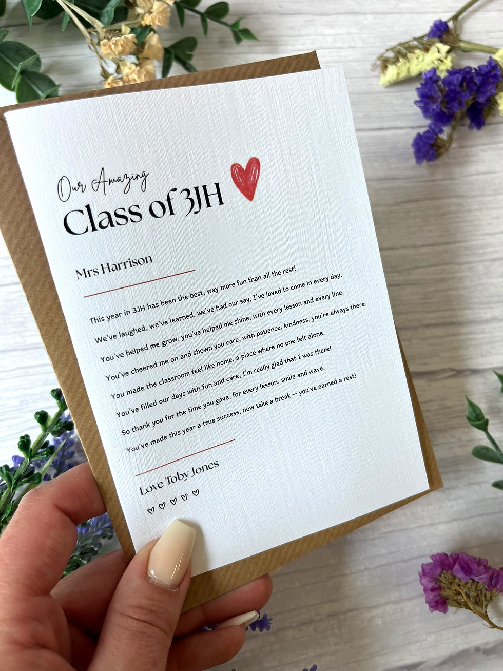 FREEBIE - Personalised Class Teacher Thank You Card