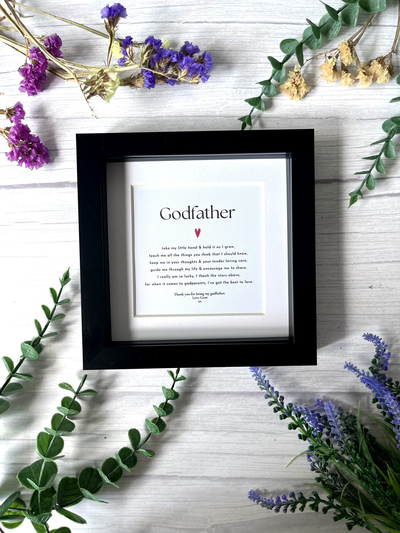 Personalised Godfather Personalised Poem Frame Gift