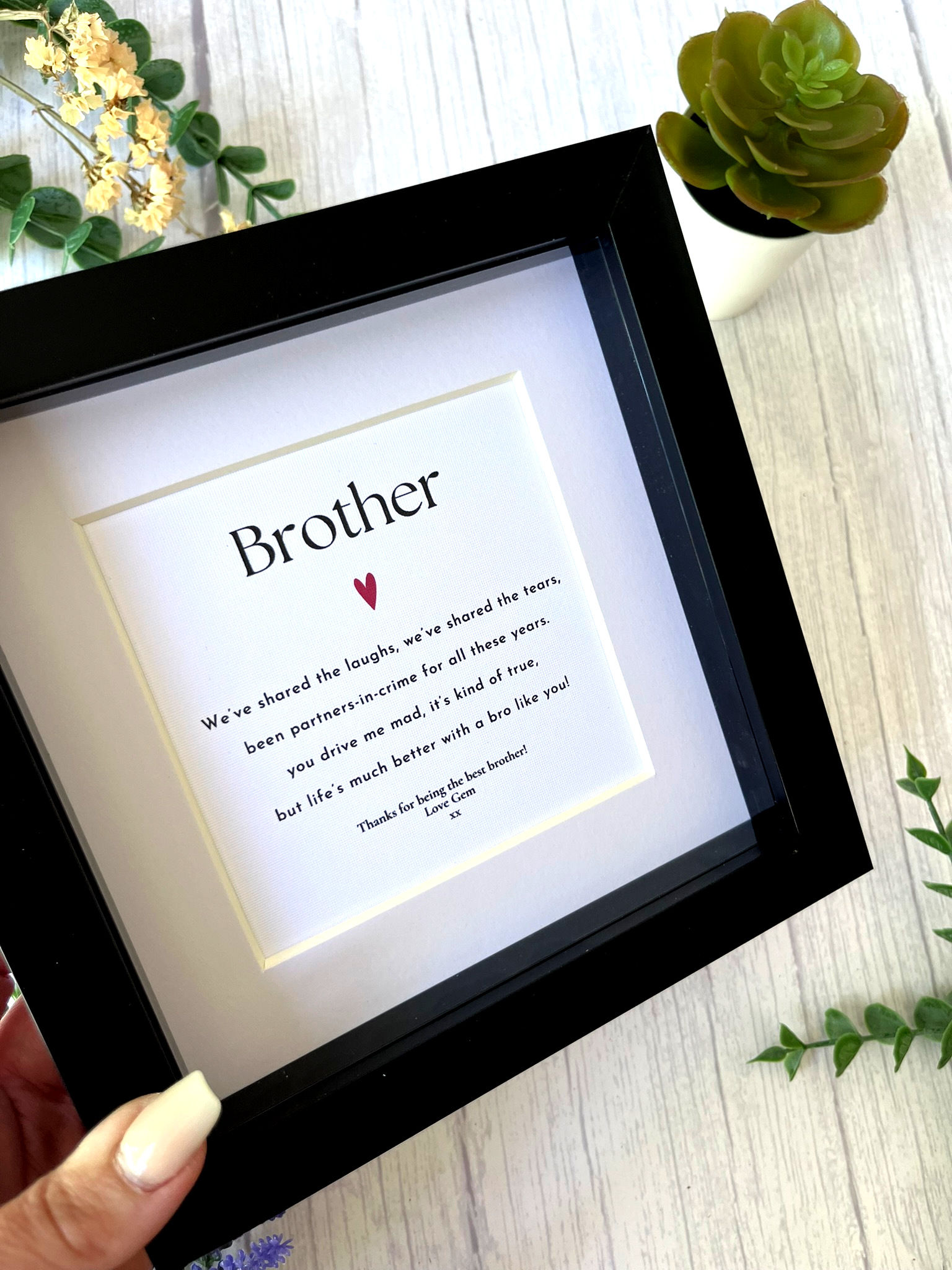 Personalised Brother Poem Framed Keepsake Gift