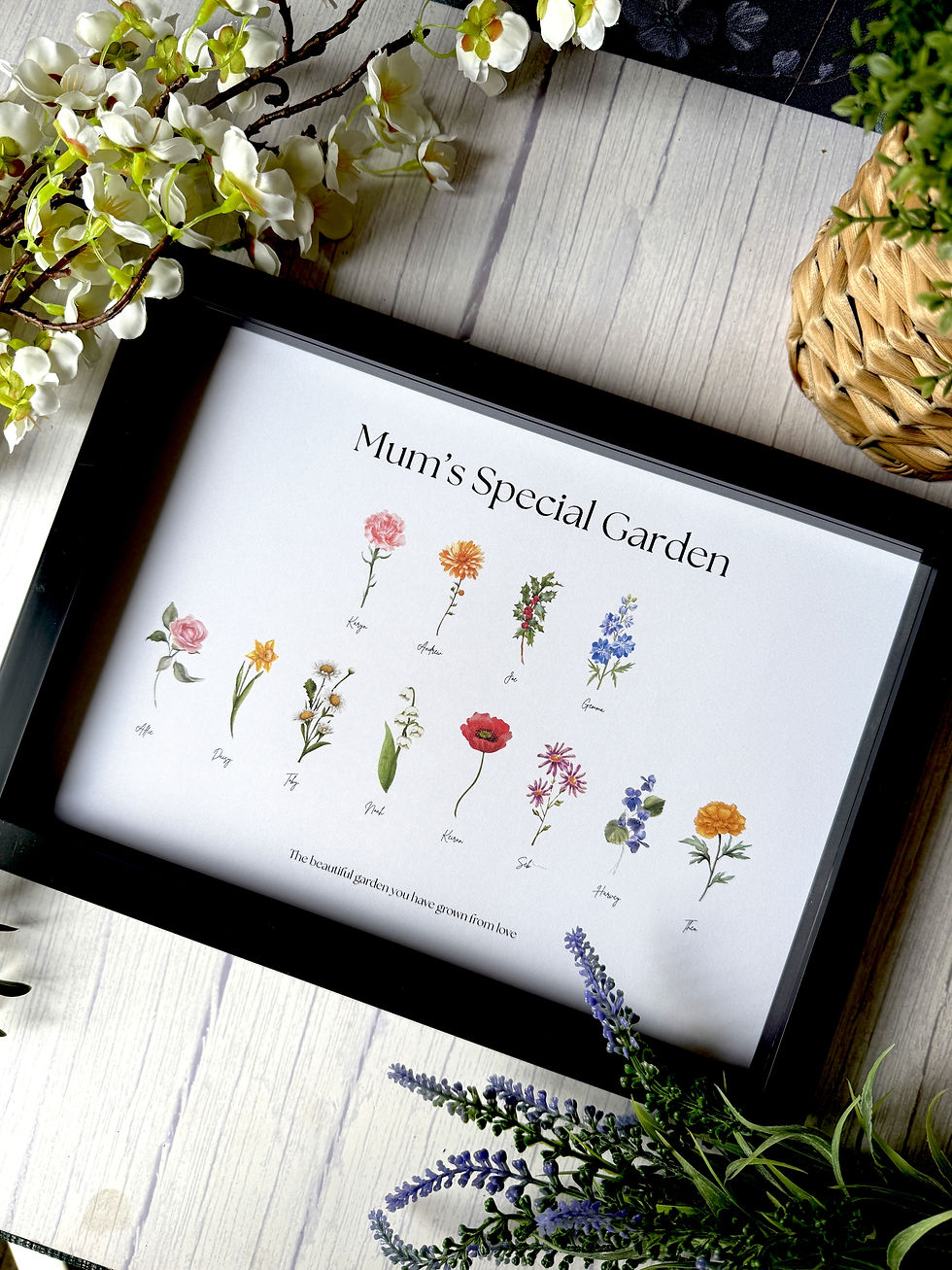 Thumbnail: Personalised Nana/Grandma Birth Flower Garden Print - Children & Grandchildren