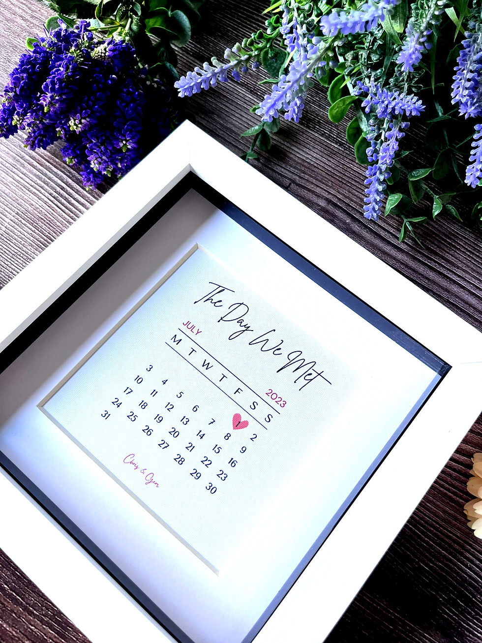 Thumbnail: Personalised 'The Day We Met' Calendar Box Frame - Romantic Keepsake for Couples